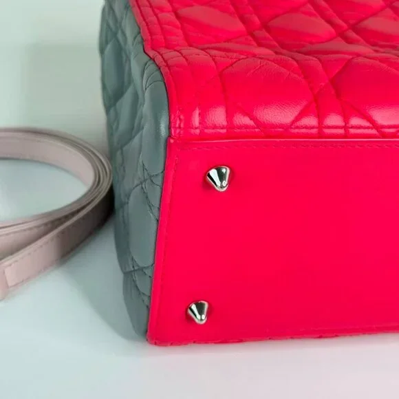 Dior Tri color Medium Lady Dior Shoulder Bag with Pink Quilted Design - Picture 6 of 9